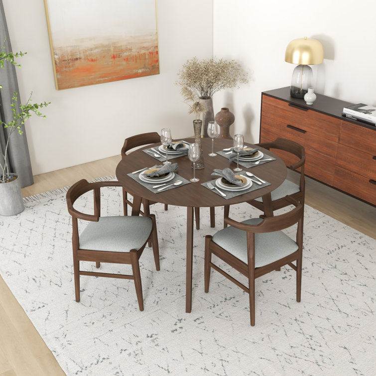 Solid wood round online dining table set